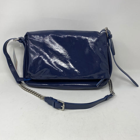 IACUCCI medium Blue Patent Leather Crossbody Saddle Bag