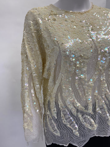 Vintage: Sequin and Sheer Beaded Blouse