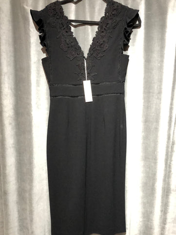 Rebecca Taylor Black Sleeveless Straight V-Neck Dress