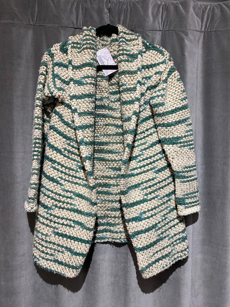 Missoni Knit White, Teal and Silver Cardigan Sweater