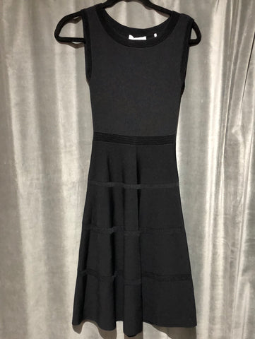Sandro Black Sleeveless Knit Stretch Fit and Flare Dress