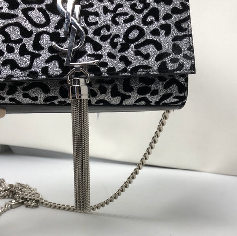 Saint Laurent Kate Leopard Print Clutch Bag in Black