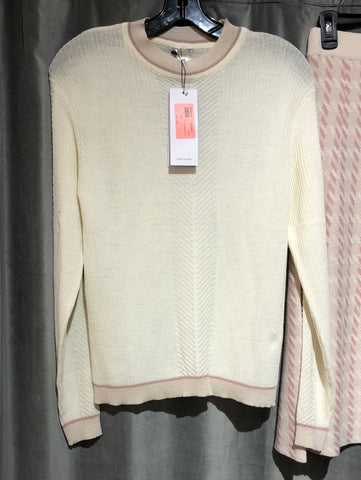 LN:GN Cream and pink houndstooth skirt and matching turtleneck top