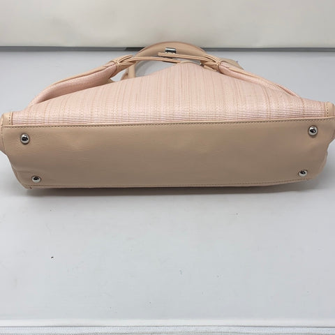 Akris Light Pink Leather Trim Bag with Silver Hardware Crossbody
