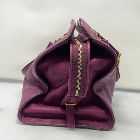 YSL Magenta Calf Leather Cabas Classic Y Top Handle Bag