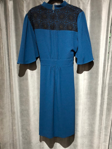 EROTOKRITOS Teal Fit and Flare collared dress with lace top