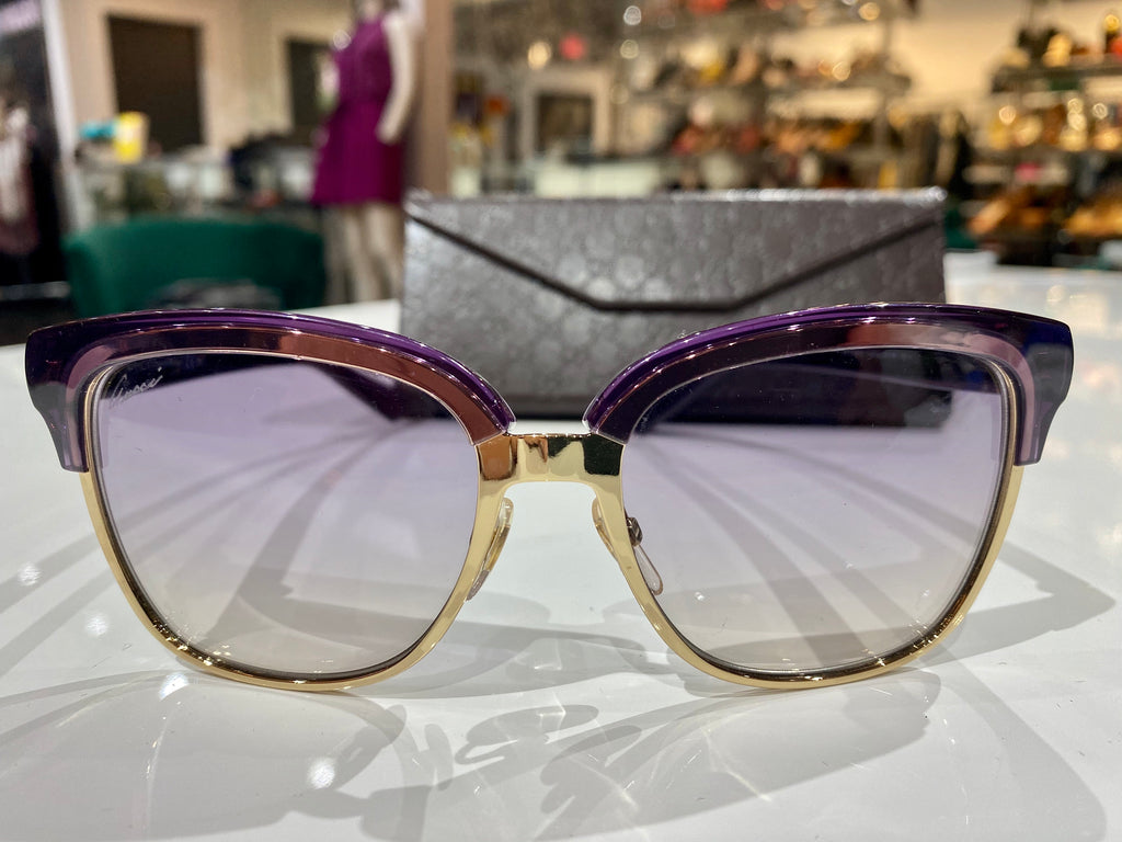 Gucci Gold/Eggplant Sunglasses with Gradient Lens