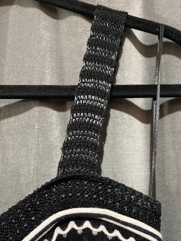 MISSONI Black and White Print Spaghetti Strap Knit Body Con Midi Dress