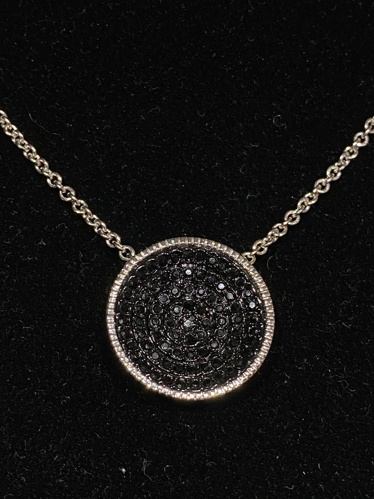 Black Sparkle Circle Charm Necklace