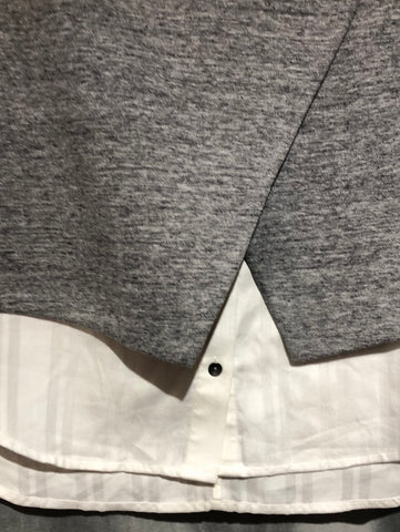 Intermix Grey Cotton Mini Skirt with White button Down Underlay