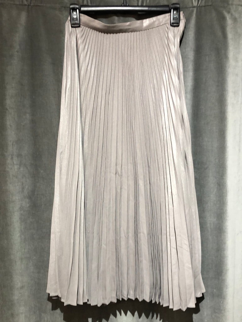 Club Monaco Silver Metallic Pleated Midi Skirt