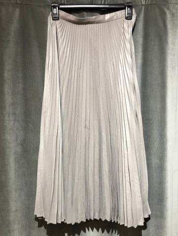 Club Monaco Silver Metallic Pleated Midi Skirt