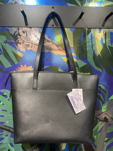 Kate Spade Black Leather Patrice Tote with Top Zip