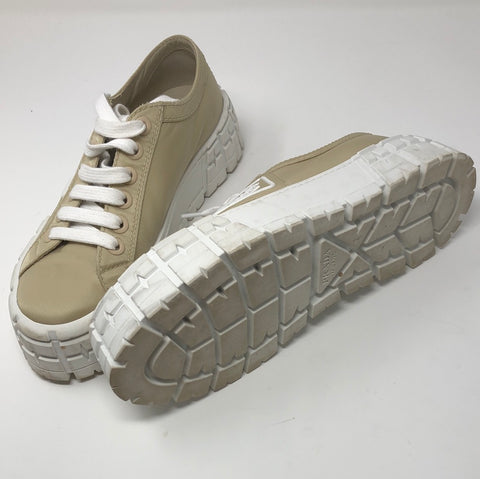 Prada Tan Nylon Platform Sneakers