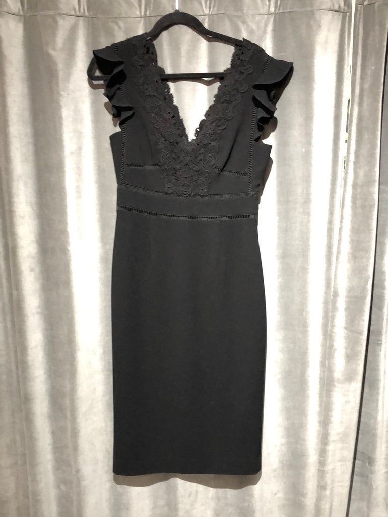 Rebecca Taylor Black Sleeveless Straight V-Neck Dress