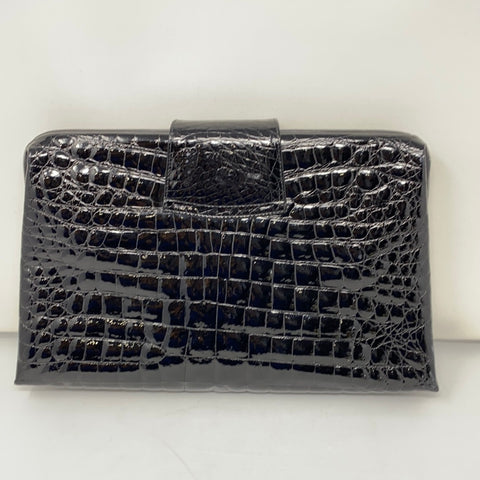 Vintage: Mara Olo Black Patent Leather Croc Embossed Crossbody Bag/ Clutch