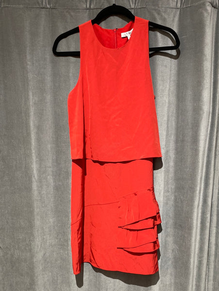 Tibi Red 'Silk Like' Sleeveless Layered Dress
