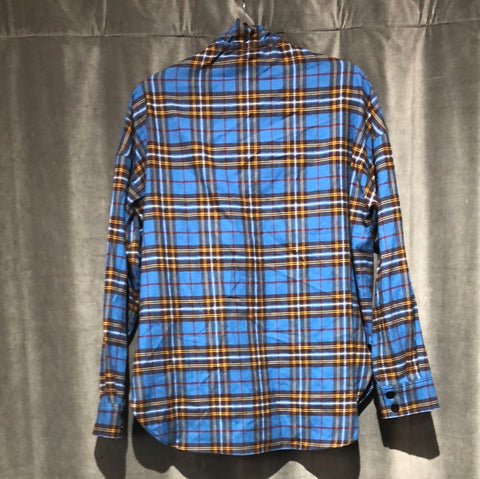Tibi Theodore Ruffle Collar Plaid Button Down Shirt