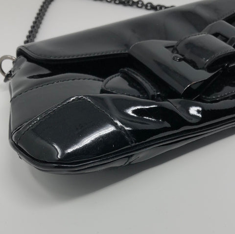 Vintage: Gucci Black Patent Leather Clutch with Bow and Shoulder Strap