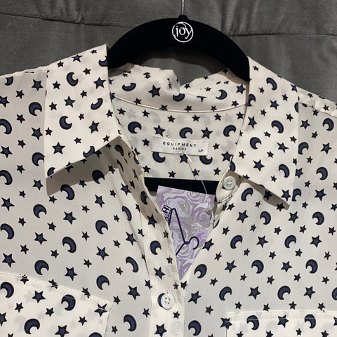 Equipment White Silk Button Down with Stars and Moons