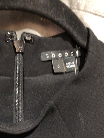 Theory Black Cap Sleeve Shift Dress