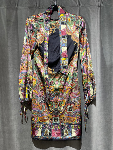 Trisha Paterson Limited Edition Silk Printed Long Sleeve Mini Dress