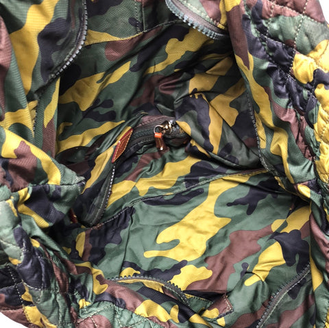 MZ WALLACE Nylon Green Camo Zip Top Quilted Tote Bag