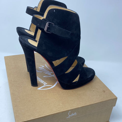 Christian Louboutin Black Suede Platform Sandal Apron Lili 120