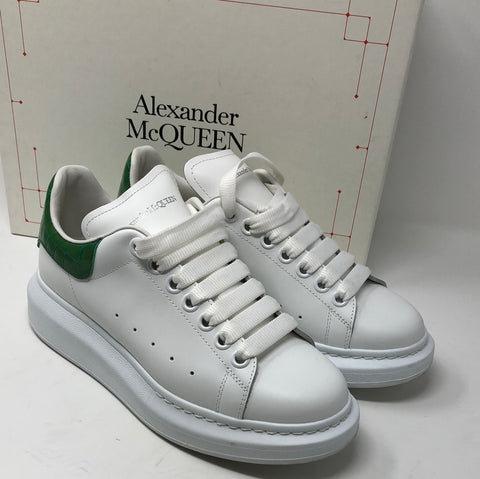 Alexander McQueen White and Green Croc Back