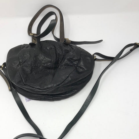 VINTAGE: Made Her Think deep brown Leather Circle Crossbody bag