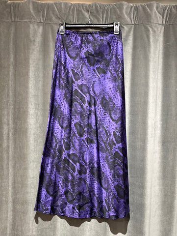 The Andamane Purple and Black Snakeskin Midi Slip Skirt