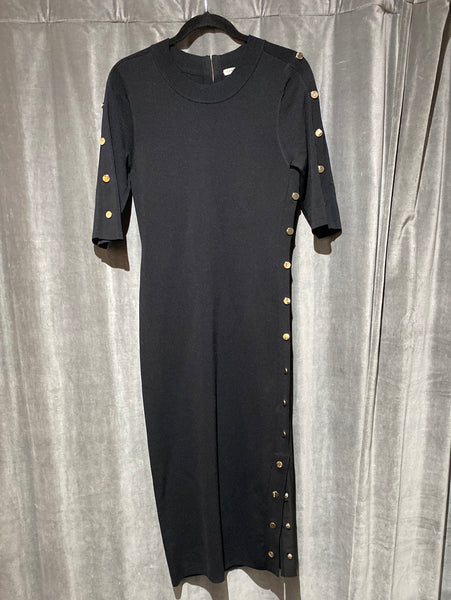 Veronica Beard Black Stretch Short Sleeve Stretch Bodycon Maxi Dress