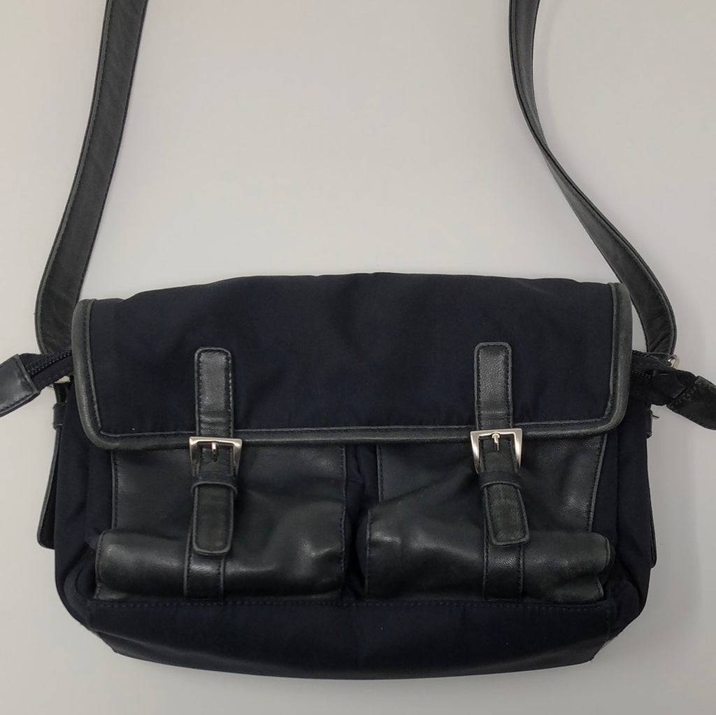 Vintage: Prada Navy Nylon and Leather Crossbody Bag