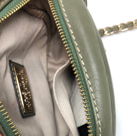 Valentino V army Green Leather fringe zip chain bag