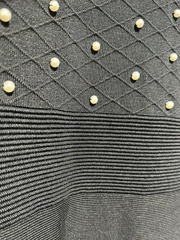 Sandro Black Long Sleeve Pearl Embellished A Line Sweater Dress
