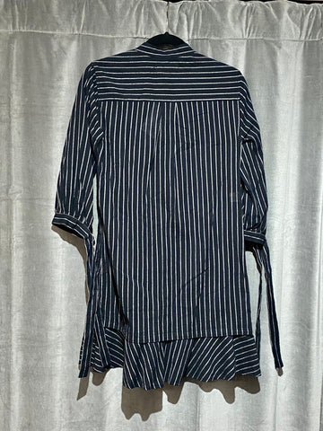 Derek Lam 10 Crosby denim Long Sleeve Striped Collarless dress