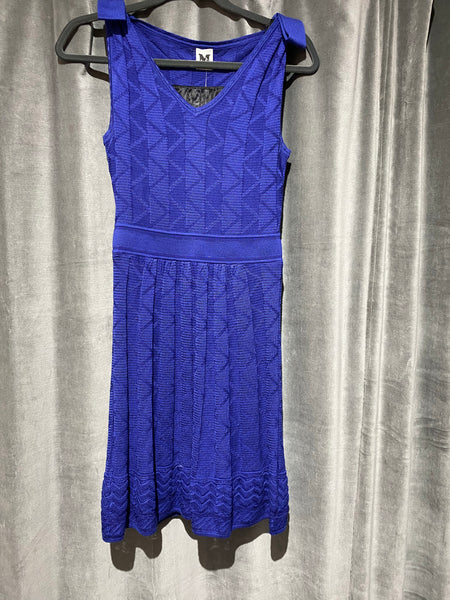 Missoni Royal Blue Knit Sleeveless Dress with Bows on the Shoulders