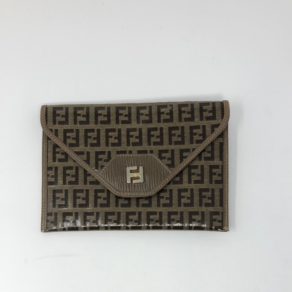 Vintage: Fendi F Logo Coated Flat Wallet
