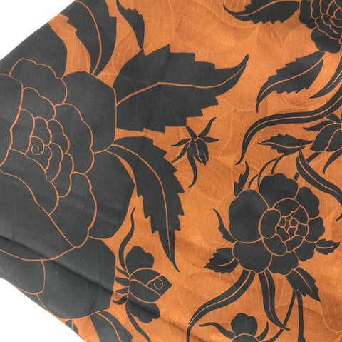 Vintage: YSL large Brown and Black Floral Silk Scarf