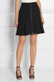 Fendi Front zip Drop Waist Stretch Wool Pleated Skirt